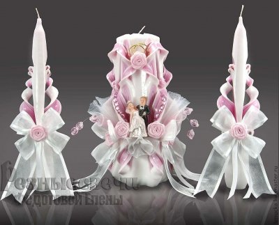 Резные свадебные свечи ручной  работы