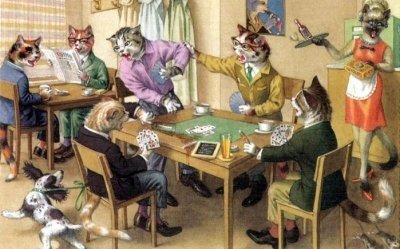 Эжен Хартунг серия «Одетые кошки»